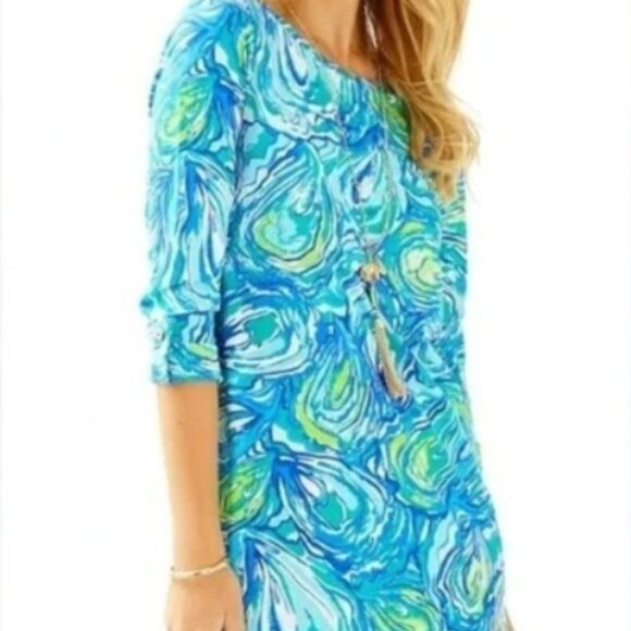 Lilly Pulitzer “oh shucks” oyster print 3/4 sleeve mini dress, XXS - Picture 5 of 5